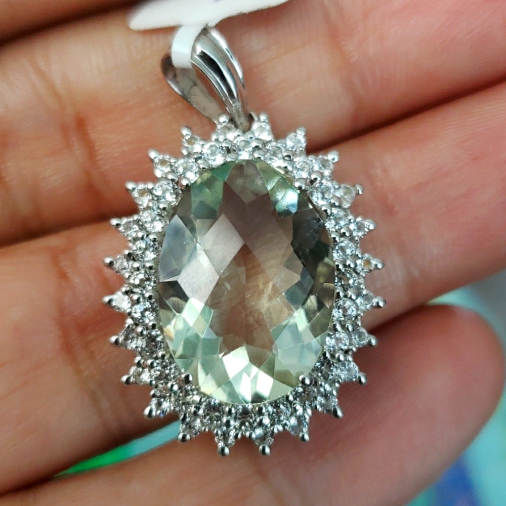 Natural amethyst and topaz pendant in sterling silver 925